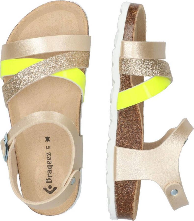 Braqeez Saar Spain Meisjes Sandalen Goud Geel Imitatieleer Gesp