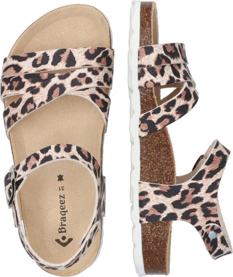 Braqeez Saar Spain Meisjes Sandalen Print Beige Imitatieleer Gesp