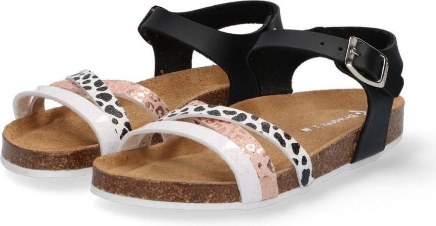 Braqeez Saar Spain Meisjes Sandalen Zwart Multi Imitatieleer Gesp