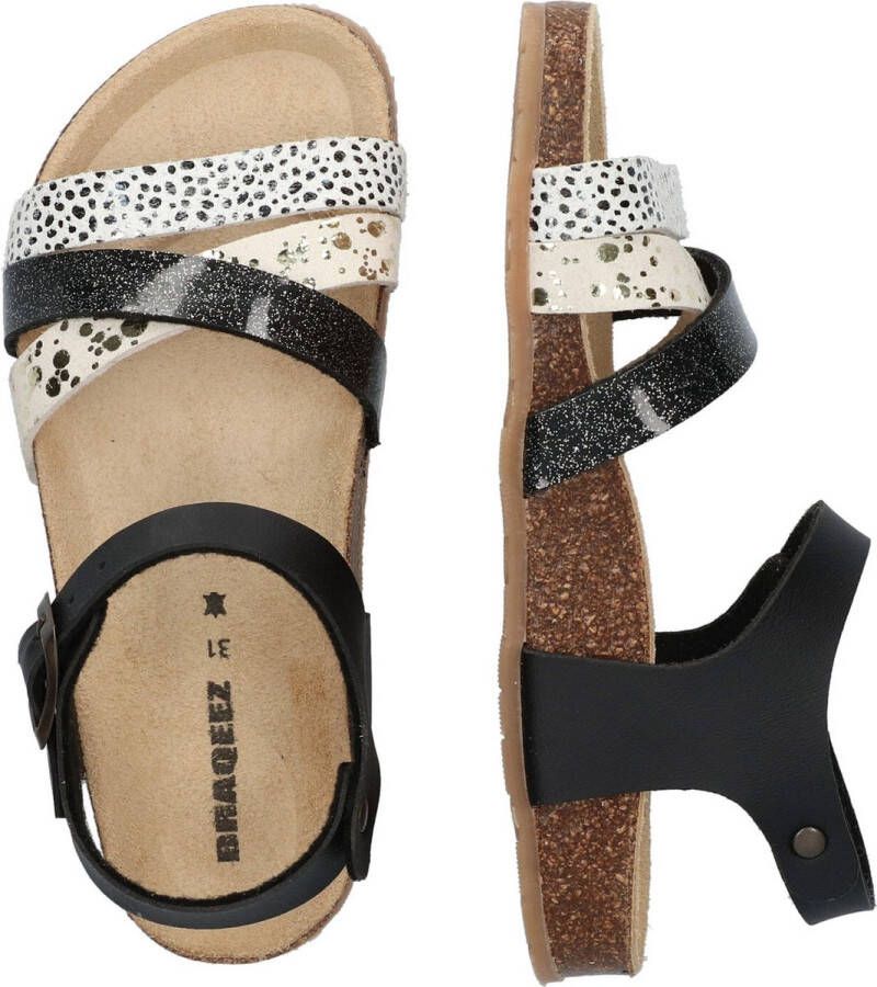 Braqeez Saar Spain Meisjes Sandalen Zwart Print Imitatieleer Gesp - Foto 6