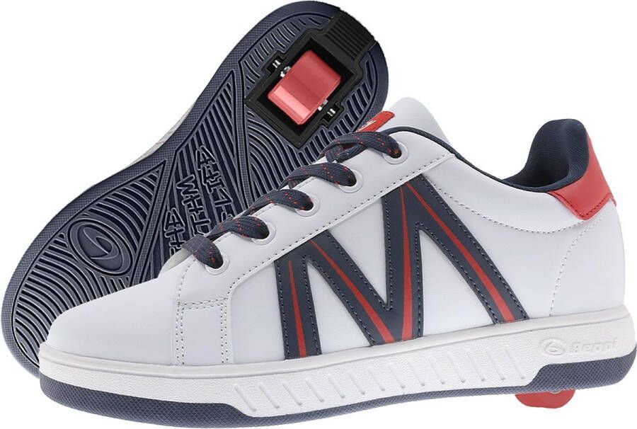 Breezy Rollers Kinder Sneakers met Wieltjes Wit Navy Rood Schoenen met wieltjes Rolschoenen