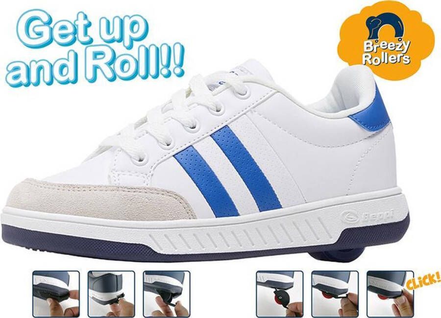 Breezy Rollers Kindersneakers met Wieltjes Wit Blauw