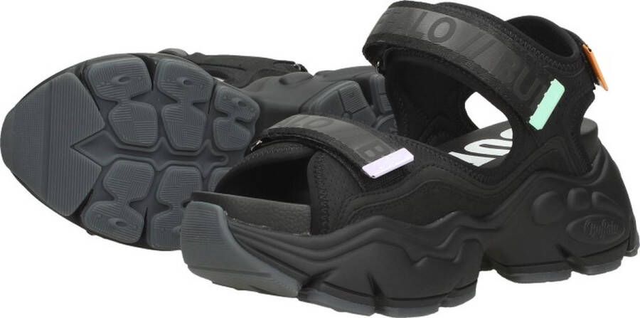 Buffalo Binary 0 Sandalen Plat zwart