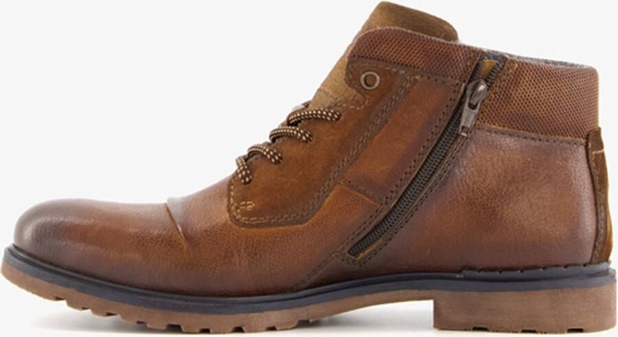 Bugatti leren heren veterboots Cognac