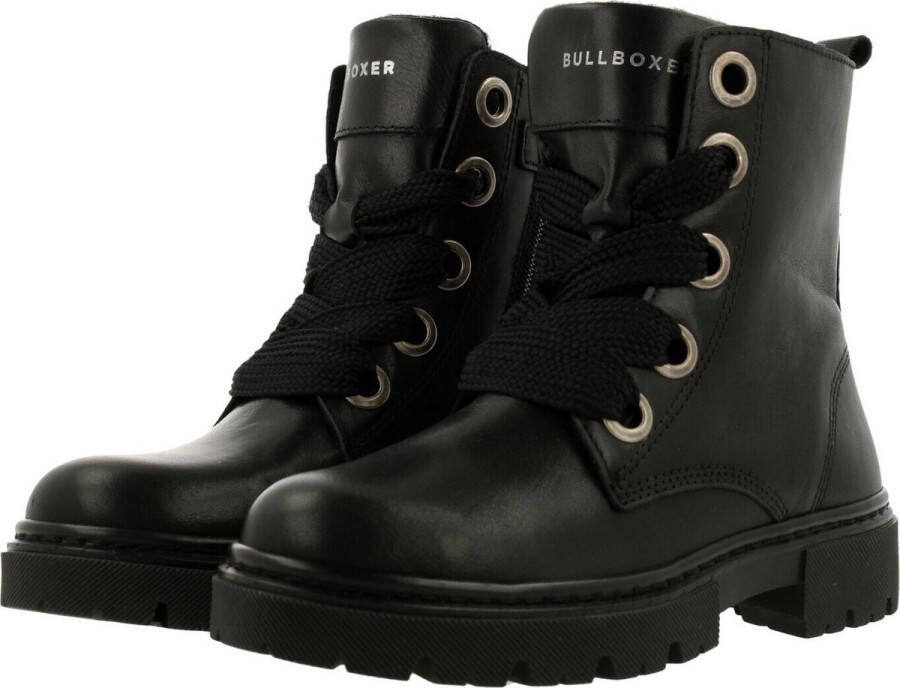 Bullboxer Ajs506 Veterboots Laarzen Met Veters Meisjes Zwart