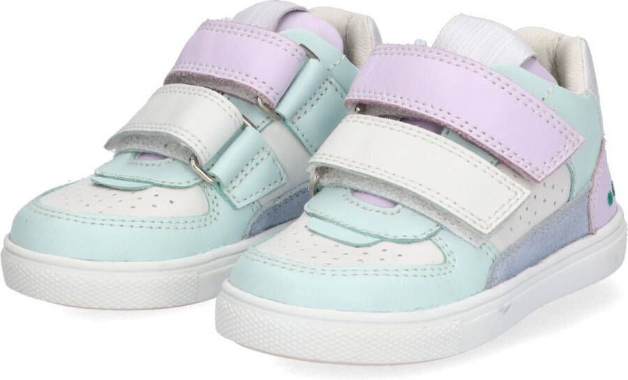 BunniesJR Bunnies JR 223302-521 Meisjes Lage Sneakers Blauw Wit Paars Leer Klittenband