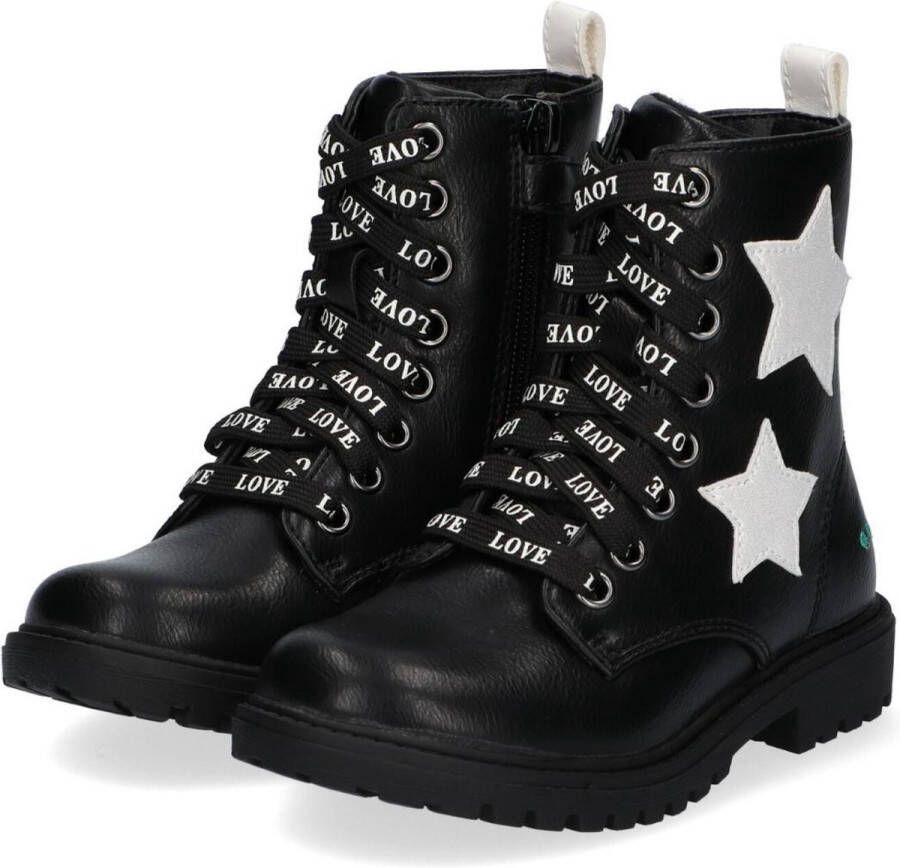 BunniesJR Bunnies JR 220940-789 Meisjes Biker Boots Zwart Imitatieleer Veters