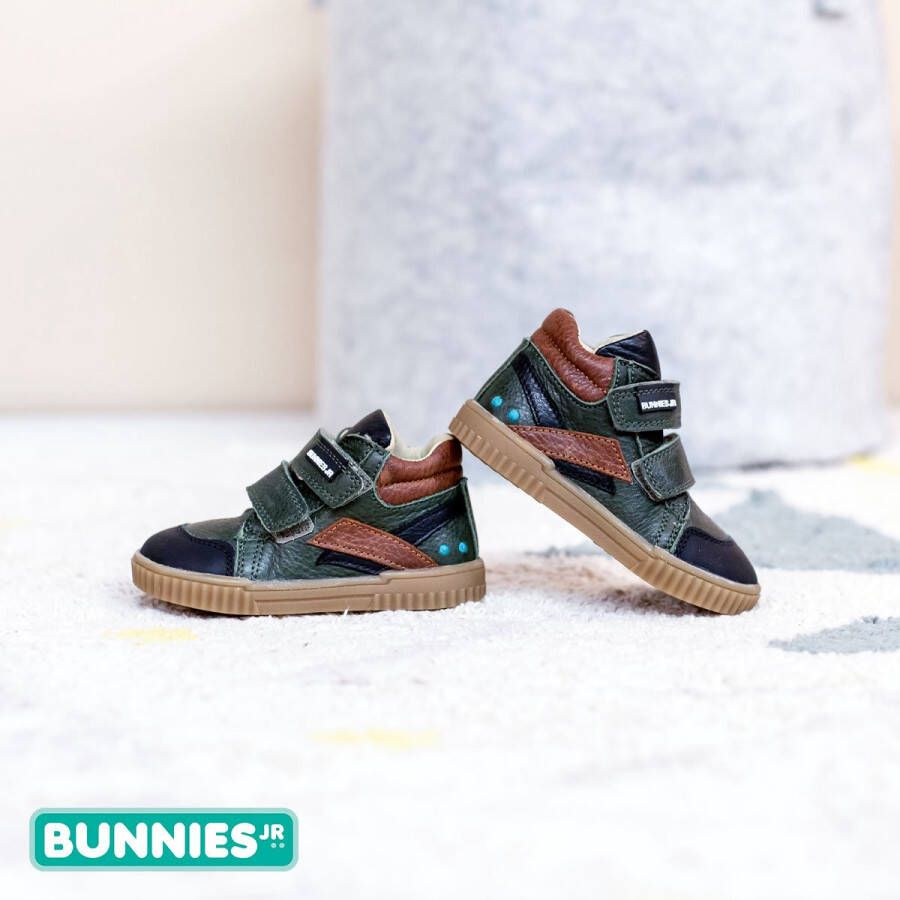 BunniesJR Bunnies JR 221662-569 Jongens Hoge Sneakers Groen Bruin Leer Klittenband