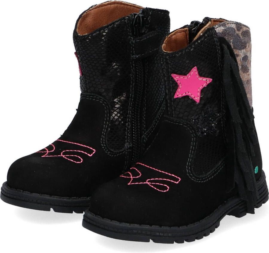 BunniesJR Bunnies JR 221788-589 Meisjes Cowboy Boots Zwart Roze Leer Ritssluiting