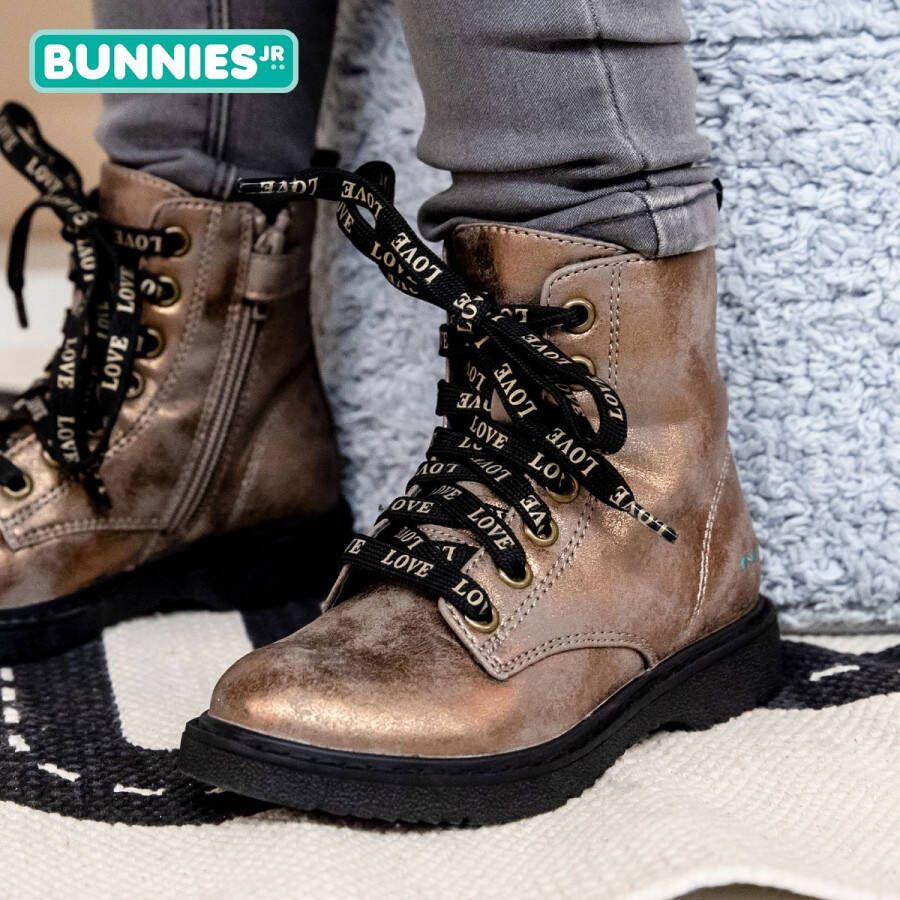 BunniesJR Bunnies JR 221941 914 Meisjes Biker Boots Goud Imitatieleer Veters - Foto 9