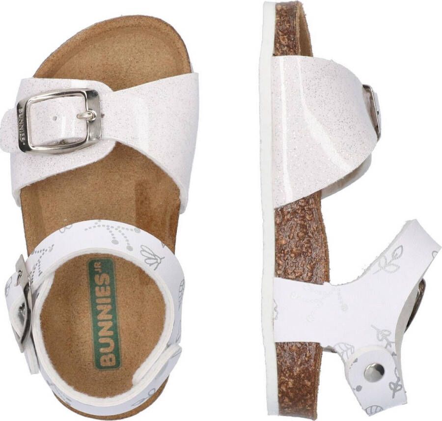 BunniesJR Bunnies JR Babette Beach Meisjes Sandalen Wit Print Leer Gesp