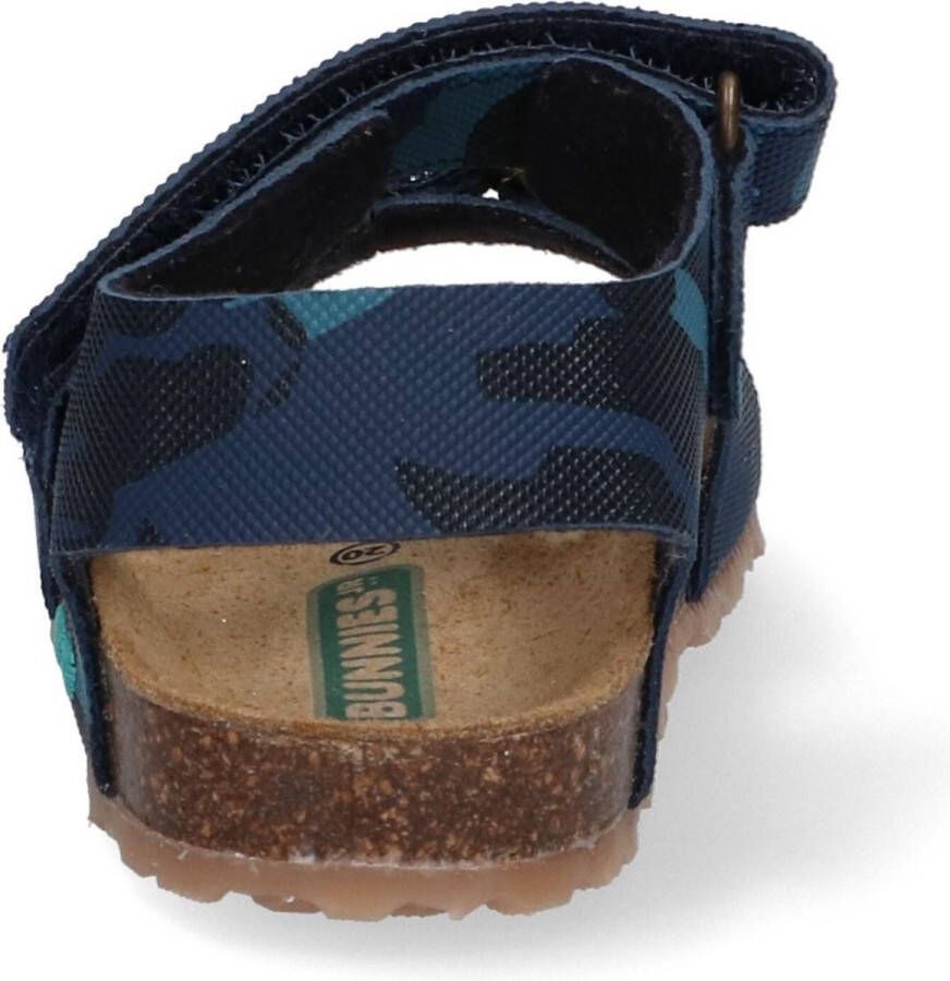 BunniesJR Bunnies JR Bas Beach Jongens Sandalen Blauw Print Leer Klittenband