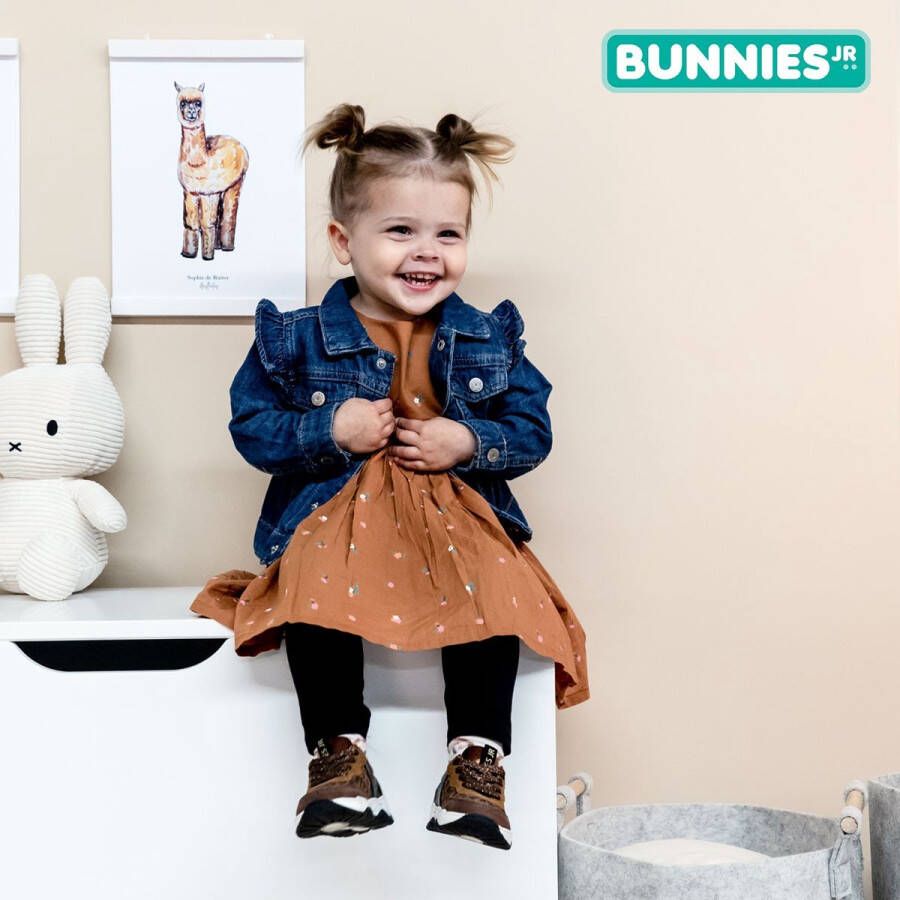 Bunnies JR Charlie Chunky Meisjes Lage Sneakers Bruin Print Suède Veters