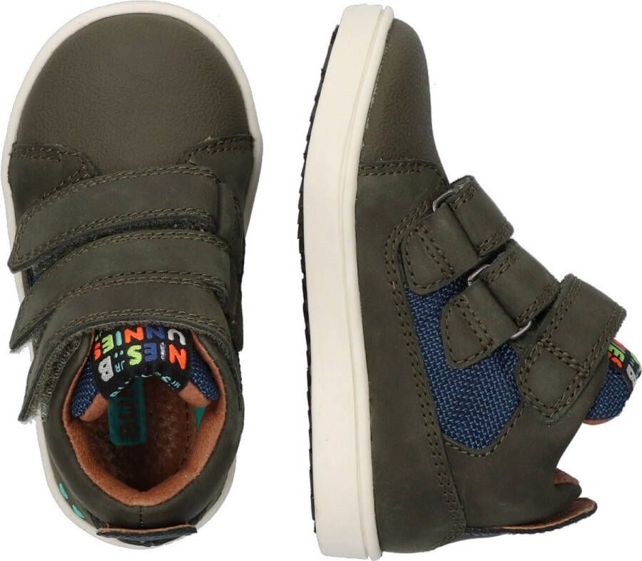 BunniesJR Bunnies JR Patrick Pit Jongens Hoge Sneakers Blauw Groen Leer Klittenband