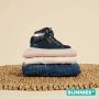 BunniesJR Bunnies JR Sari Stoer Meisjes Hoge Sneakers Blauw Nubuck Veters - Thumbnail 6