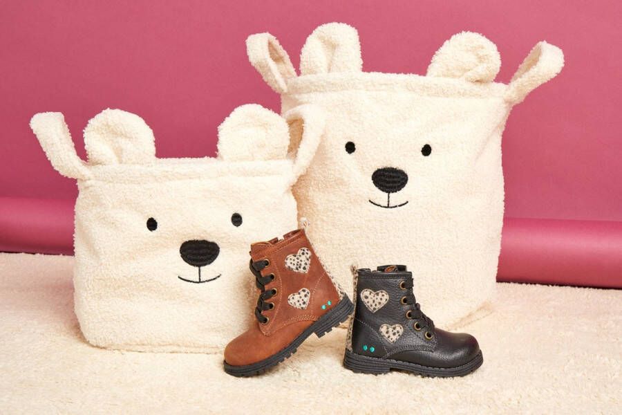 BunniesJR Bunnies JR Thijs Trots Meisjes Biker Boots Bruin Leer Veters