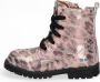 BunniesJR Bunnies JR Thijs Trots Meisjes Biker Boots Roze Print Leer Veters - Thumbnail 2