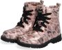 BunniesJR Bunnies JR Thijs Trots Meisjes Biker Boots Roze Print Leer Veters - Thumbnail 3