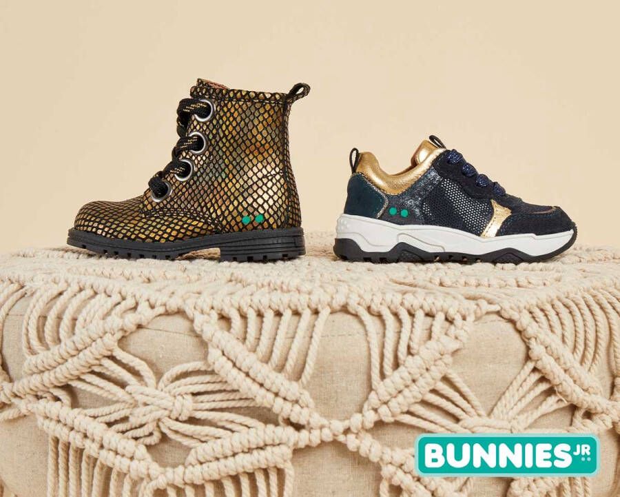 BunniesJR Bunnies JR Tosca Trots Meisjes Combat Boots Goud Leer Veters