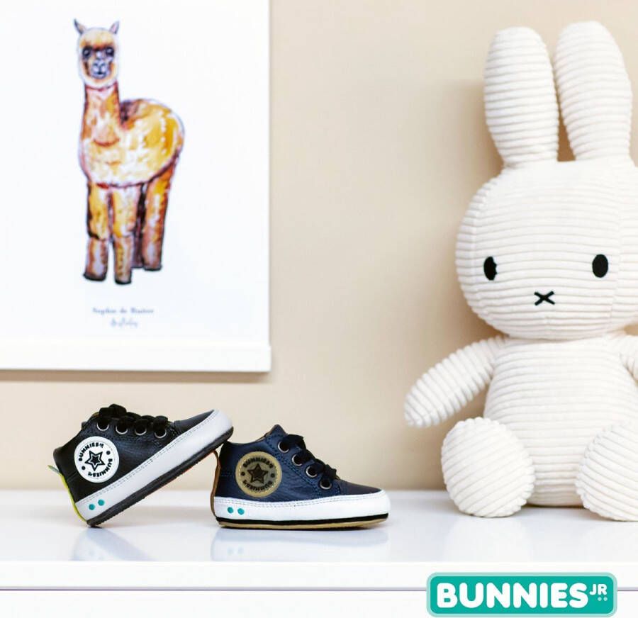 BunniesJR Bunnies JR Zukke Zacht Jongens Babysneakertjes Zwart Leer Veters