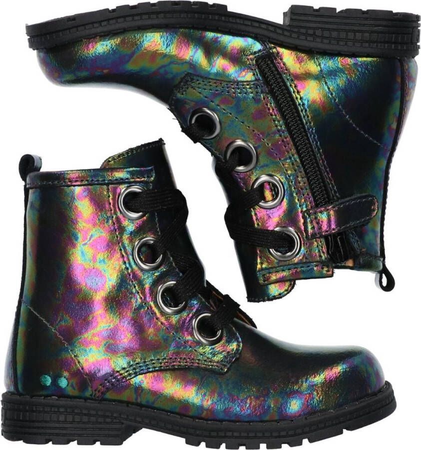 BunniesJR Bunnies JR Tosca Trots Meisjes Combat Boots Multi Zwart Leer Veters