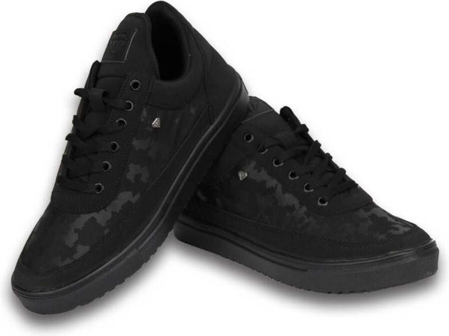 Cash Money Heren Schoenen Heren Sneaker Low Camouflage Side Case Army Full Black Zwart Maten: