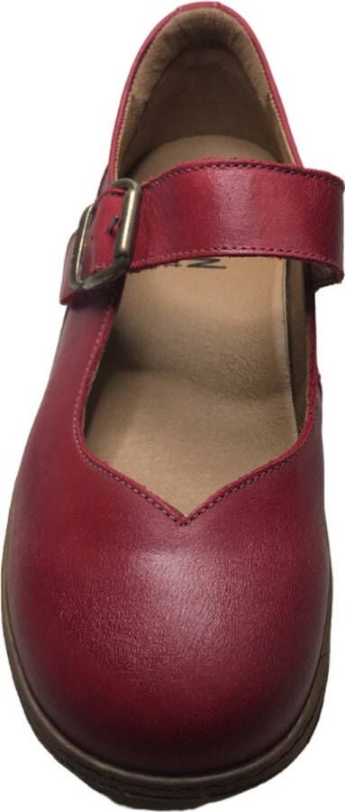 cinnamon Velcro lederen comfort ballerina Tilda Rood