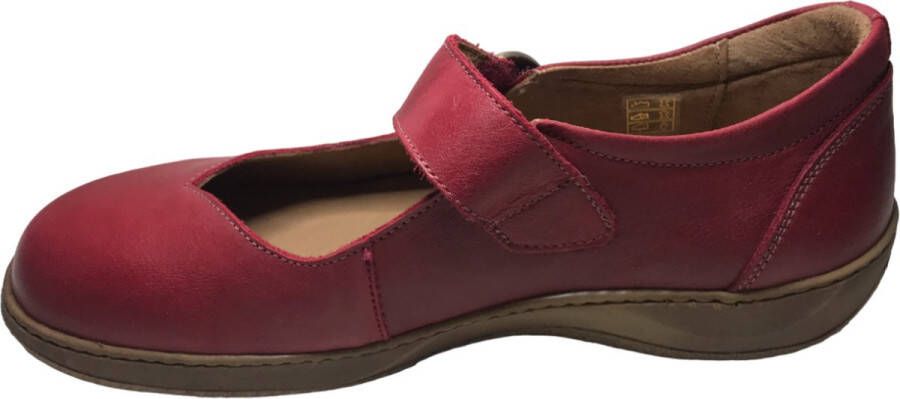 cinnamon Velcro lederen comfort ballerina Tilda Rood