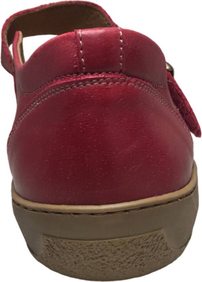 cinnamon Velcro lederen comfort ballerina Tilda Rood