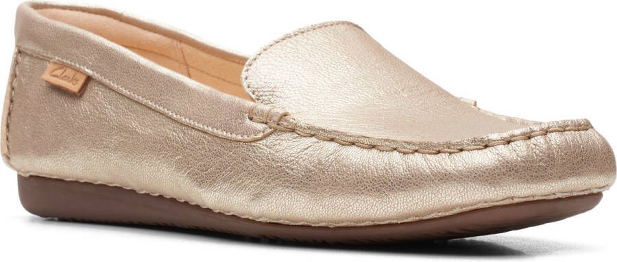 Clarks Champagne Leren Loafers Freckle Walk Gray Dames - Foto 4