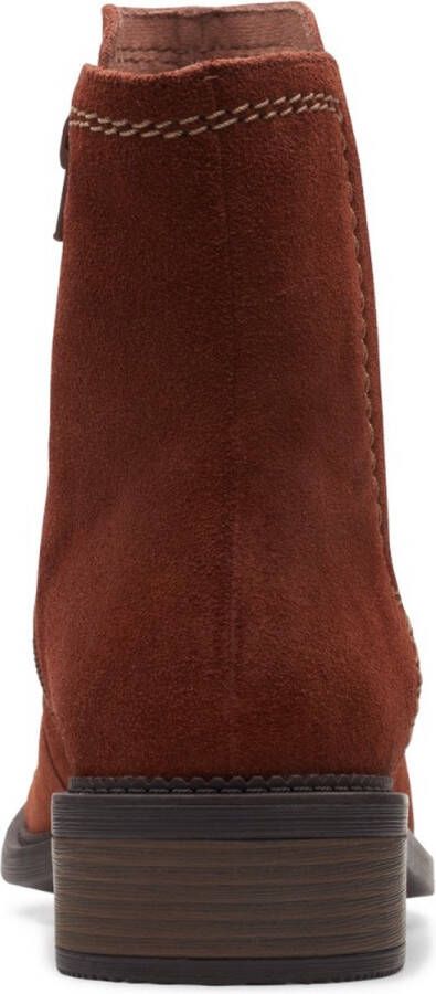 Clarks Dames Maye Zip D 4 dark tan suede