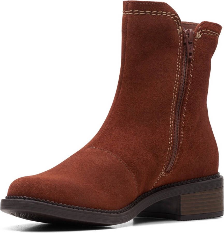 Clarks Dames Maye Zip D 4 dark tan suede