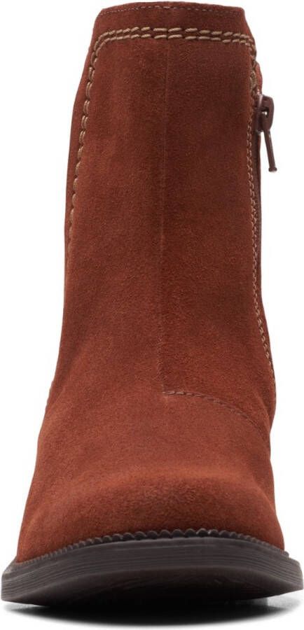 Clarks Dames Maye Zip D 4 dark tan suede