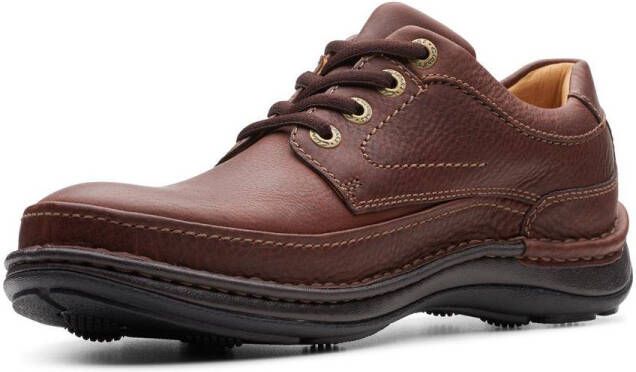 Clarks Nature Three Heren Veterschoenen Mahogany Leather