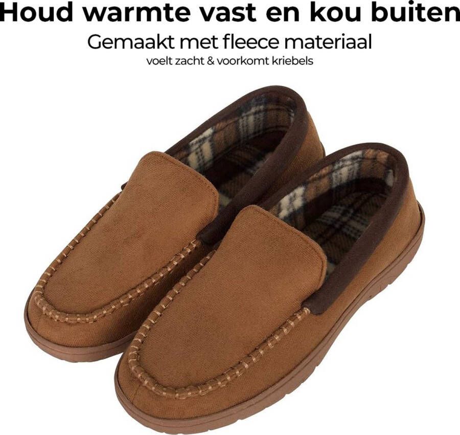 Comfeet Pantoffels Heren Sloffen Mocassins Cognac Anti-slip