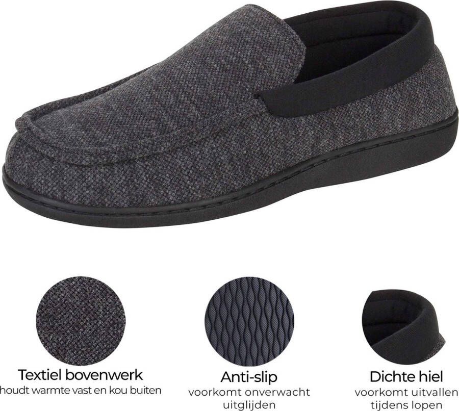 Comfeet Pantoffels Heren Sloffen Mocassins Zwart Anti-slip