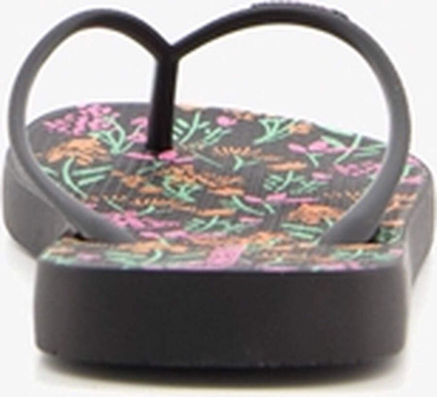 Copacabana dames teenslippers met bloemenprint Zwart