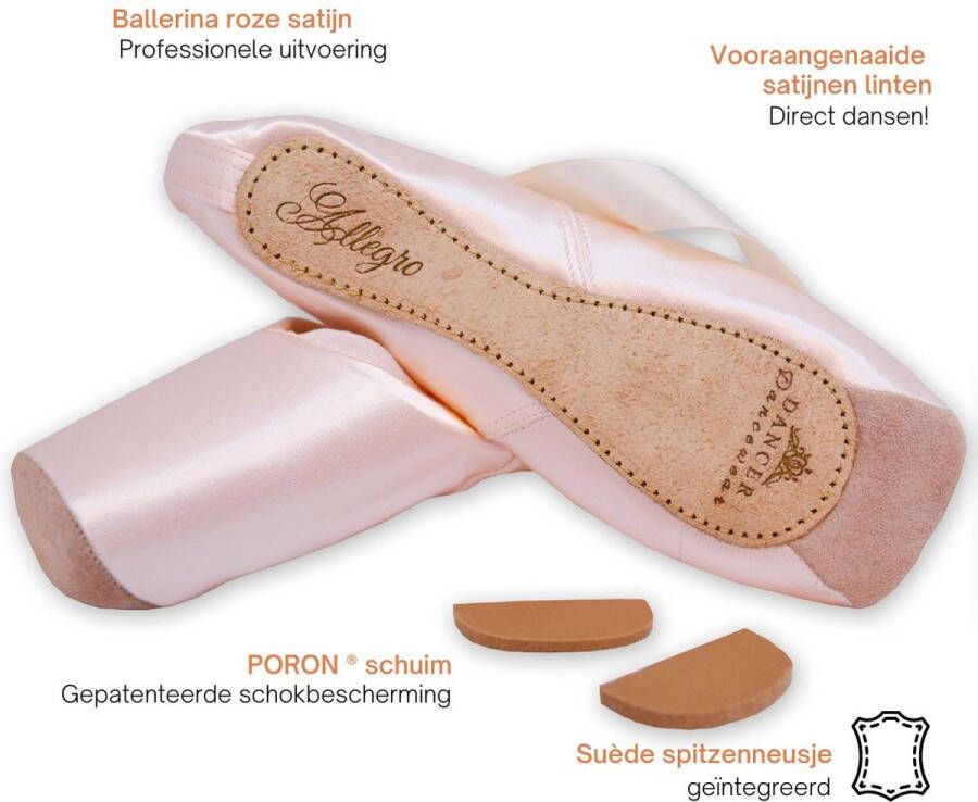 Dancer Dancewear Spitzen ballet Professionele satijnen spitzen Balletschoenen Compleet 6-delig set Direct dansen Voor brede voeten “Allegro” Schoen C - Foto 2