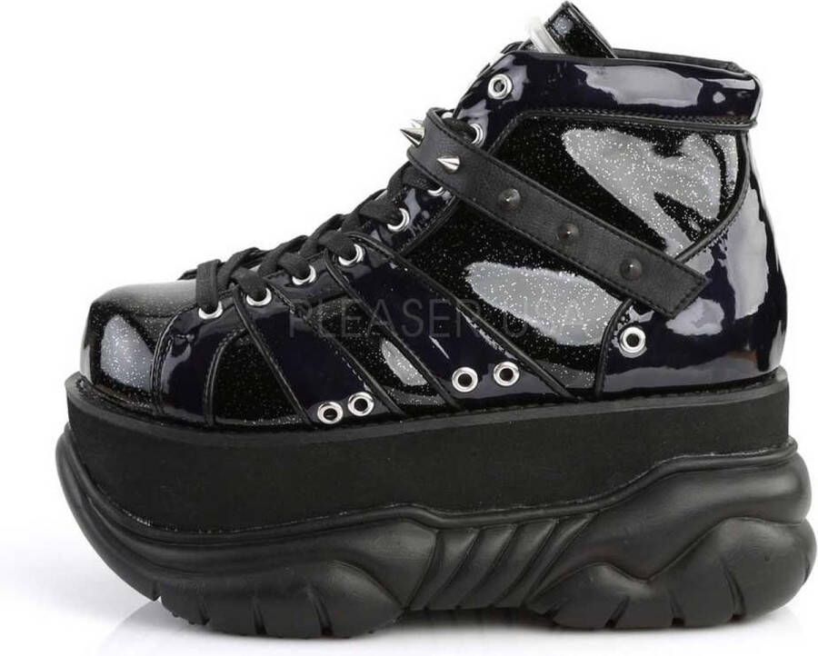 DemoniaCult Neptune-100 glitter unisex plateau sneakers met spikes zwart Demonia