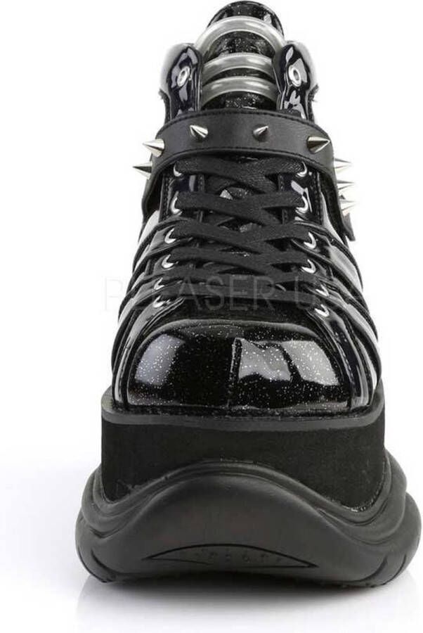 DemoniaCult Neptune-100 glitter unisex plateau sneakers met spikes zwart Demonia