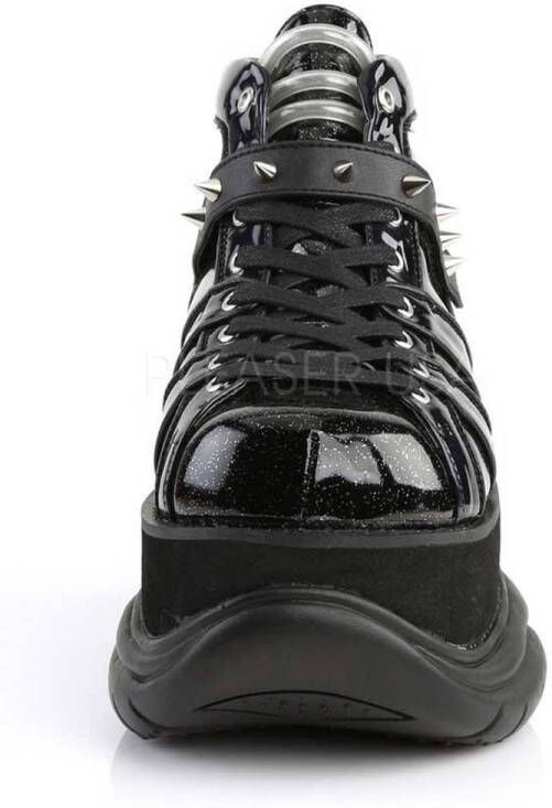 DemoniaCult Neptune-100 glitter unisex plateau sneakers met spikes zwart Demonia