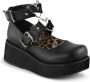 DemoniaCult Sprite-02 shoe with ankle straps buckles and metal heart rings matt black Demonia - Thumbnail 2