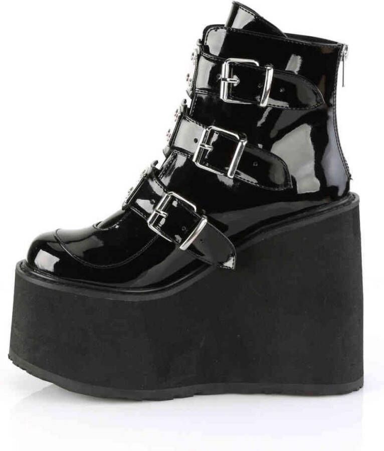 DemoniaCult SWING-105 5 1 2 PF Ankle Boot w 3 Buckle Straps Back Zip