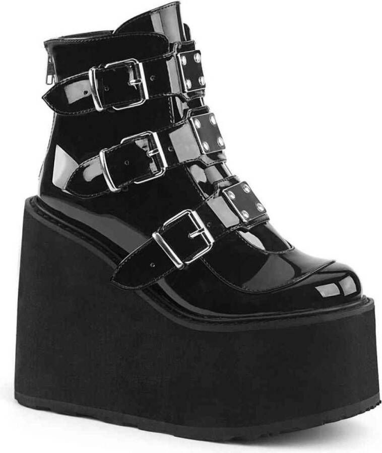 DemoniaCult SWING-105 5 1 2 PF Ankle Boot w 3 Buckle Straps Back Zip