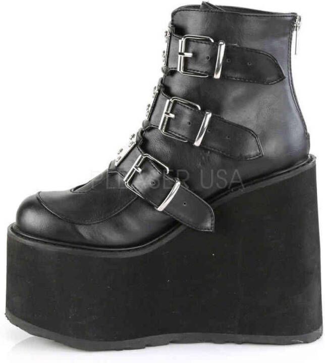 DemoniaCult SWING-105 5 1 2 PF Ankle Boot w 3 Buckle Straps Back Zip