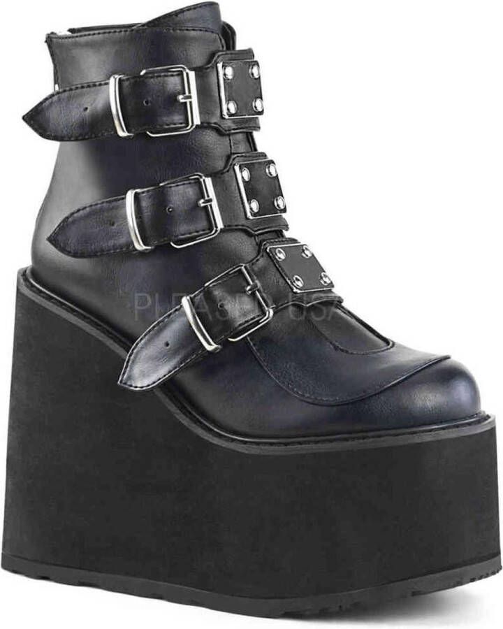 DemoniaCult SWING-105 5 1 2 PF Ankle Boot w 3 Buckle Straps Back Zip