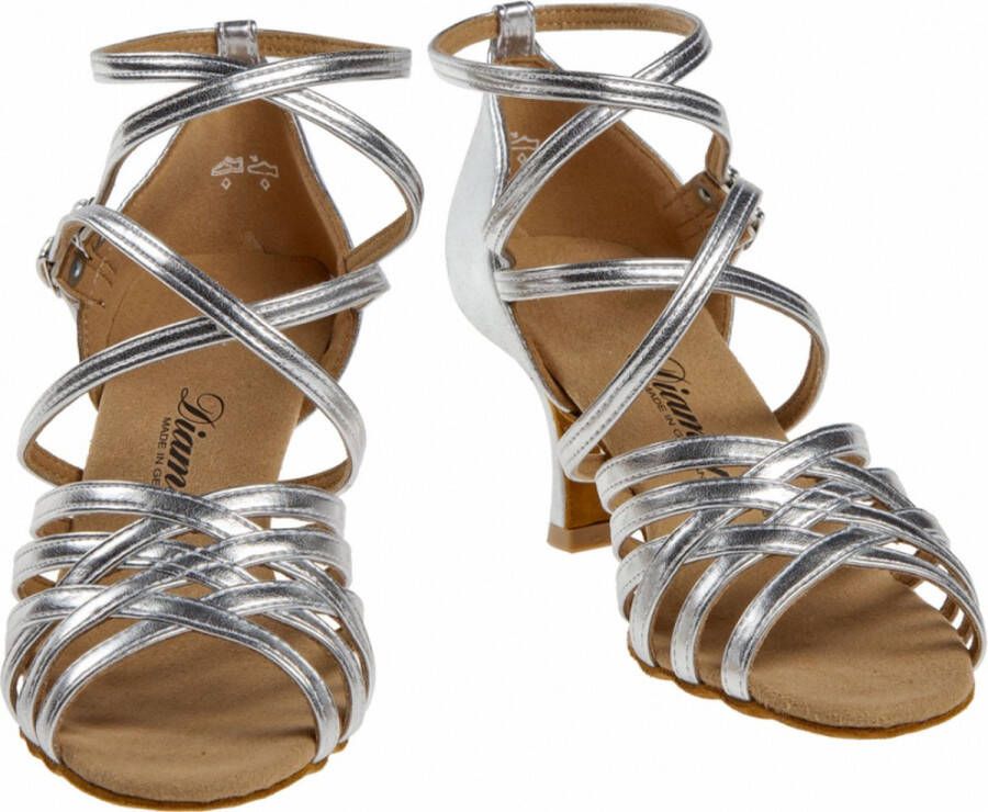 Diamant Dansschoenen Dames 108-077-013 Bruidsschoenen Latin Dansschoenen Zilver Leer Open Sandalen Dames Suede Zool - Foto 2