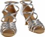 Diamant Dansschoenen Dames 108-077-013 Bruidsschoenen Latin Dansschoenen Zilver Leer Open Sandalen Dames Suede Zool - Thumbnail 2