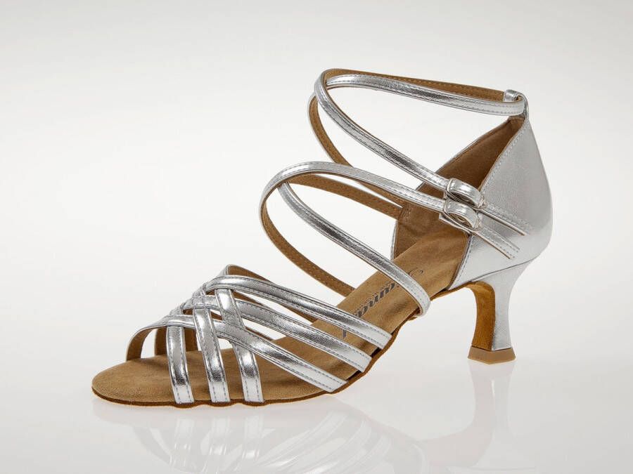 Diamant Dansschoenen Dames 108-077-013 Bruidsschoenen Latin Dansschoenen Zilver Leer Open Sandalen Dames Suede Zool - Foto 3