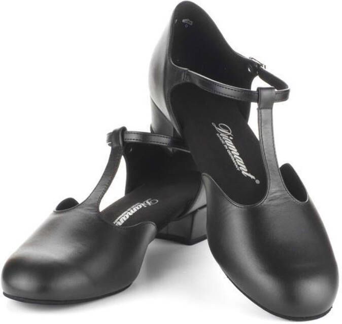 Diamant Dansschoenen Lage Hak voor Dames 053-029-034 Ballroom Salsa Latin Zwart Leer - Foto 3